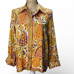 Zara Multicolor Paisley Patterned Buttoned down Shirt. NWT. Size medium